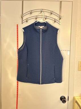 Allison Daley Blue Quilted Full-Zip Vest with Metallic  Dots